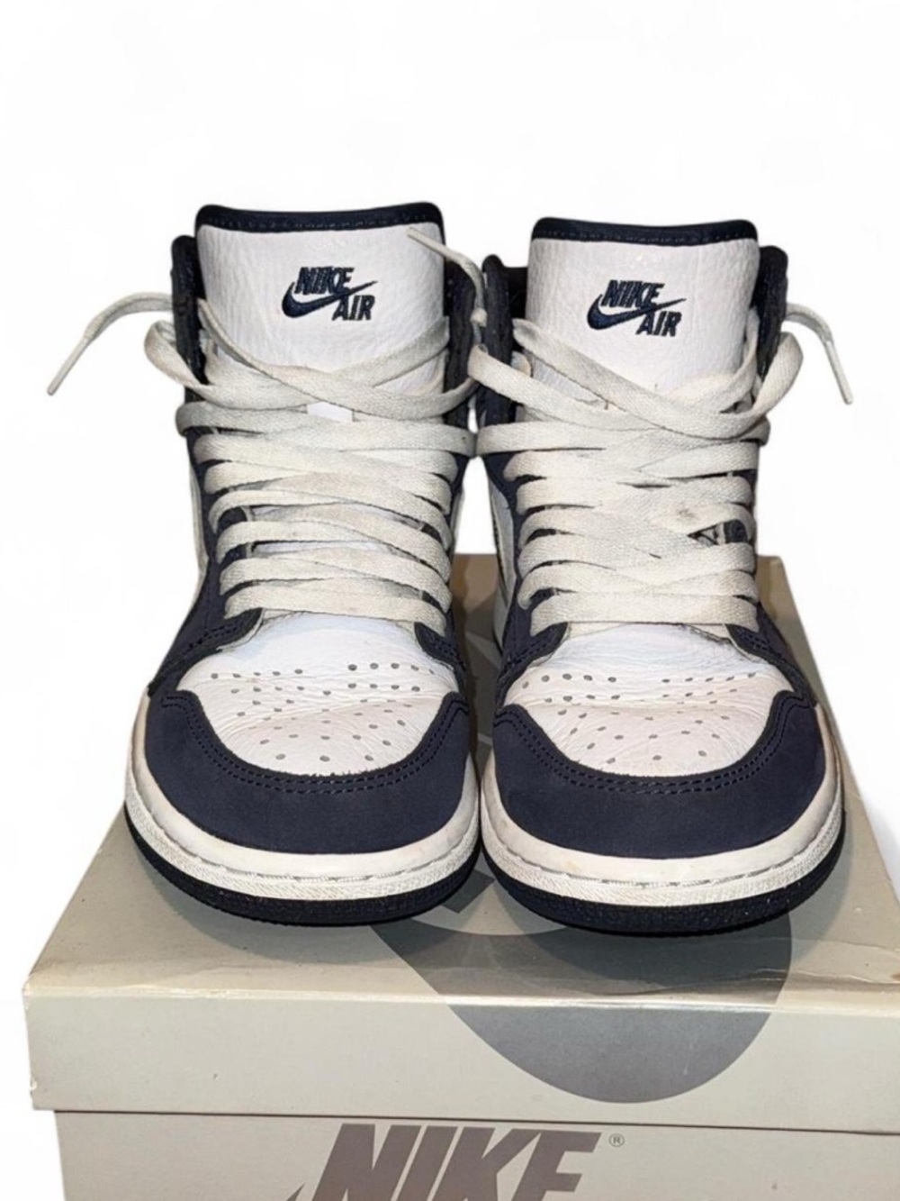 Nike High-Top Sneakers in White and Navy